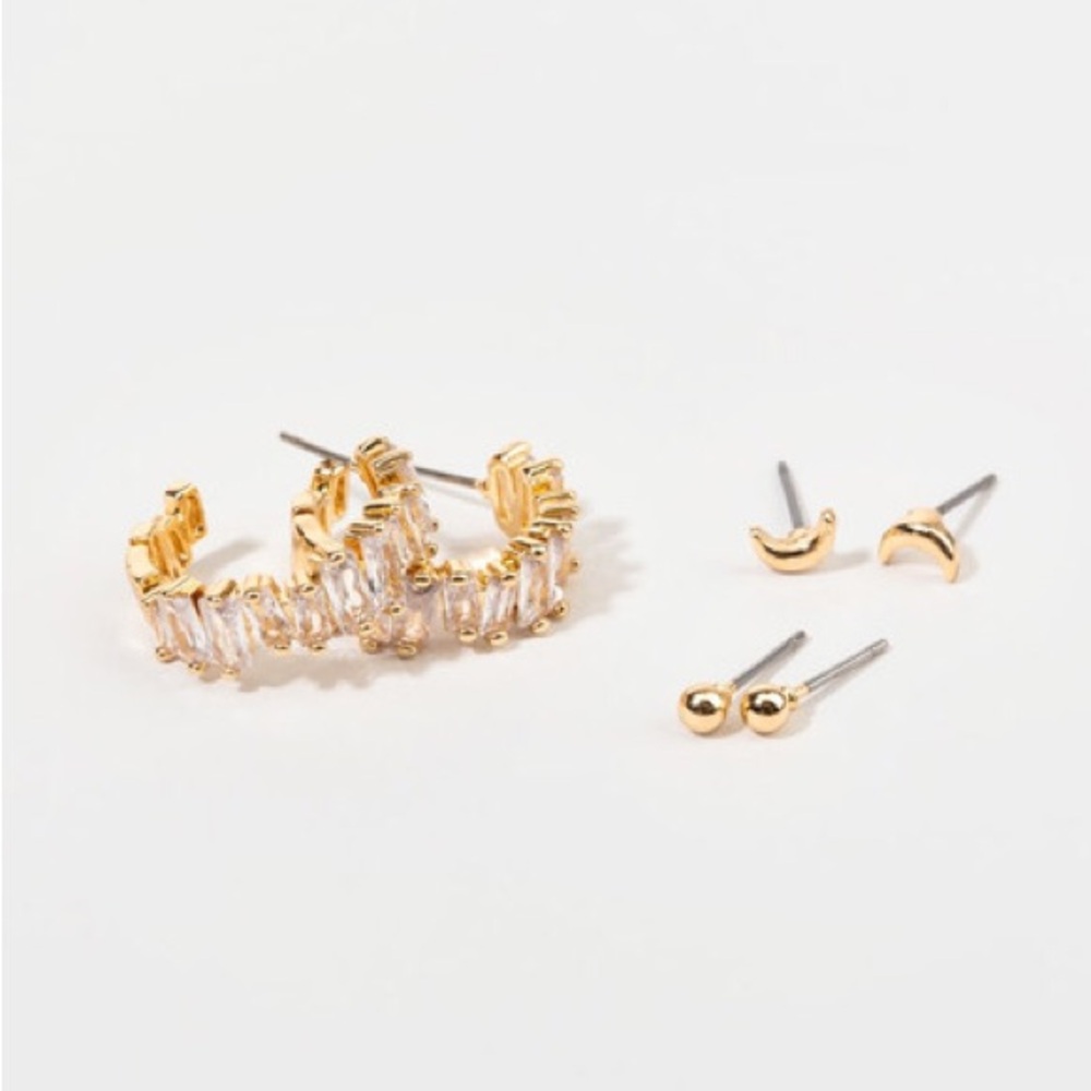 Terrie Gold And Crystal Earring Set - Picture 2 of 5